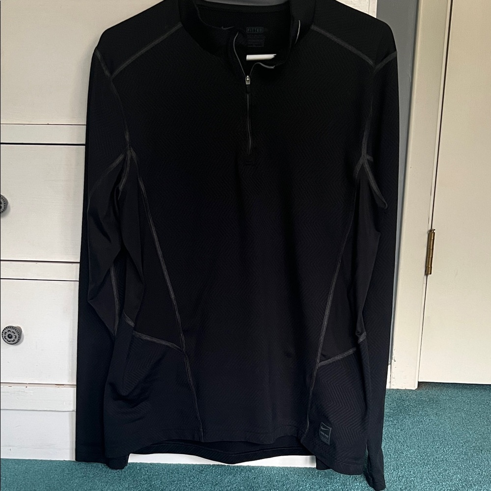 Nike Pro Black Hyperwarm Quarter-Zip Fitted SZ Large Casual Sport Activewear
